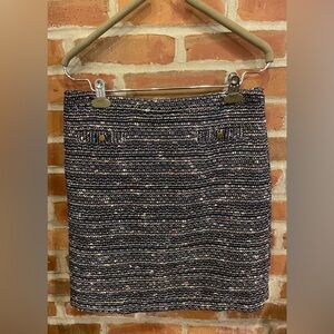 LOFT Black and White Sequin Pencil Mini Skirt